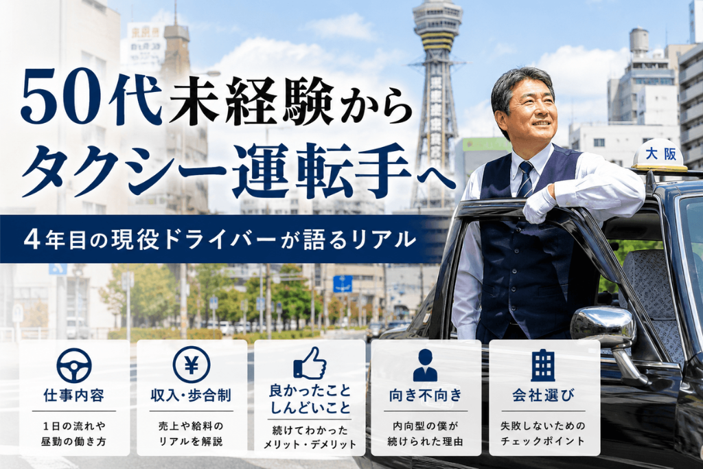 50代未経験からタクシー運転手へ転職｜4年目の現役ドライバーが仕事・収入・向き不向きを解説